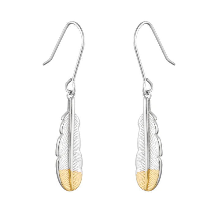 Huia Feather Pendant Earring - Silver