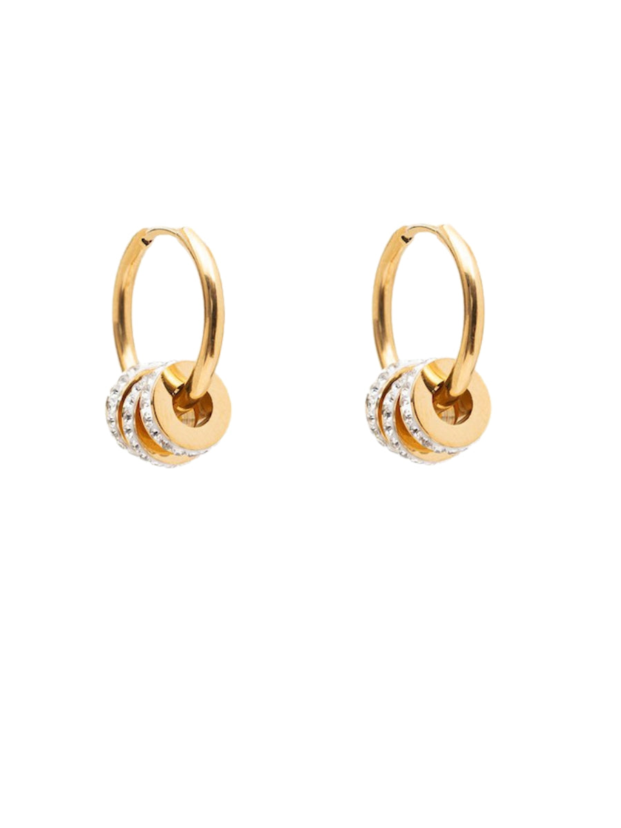 Antler Runaway Hoop Earring - Diamante Rings Gold
