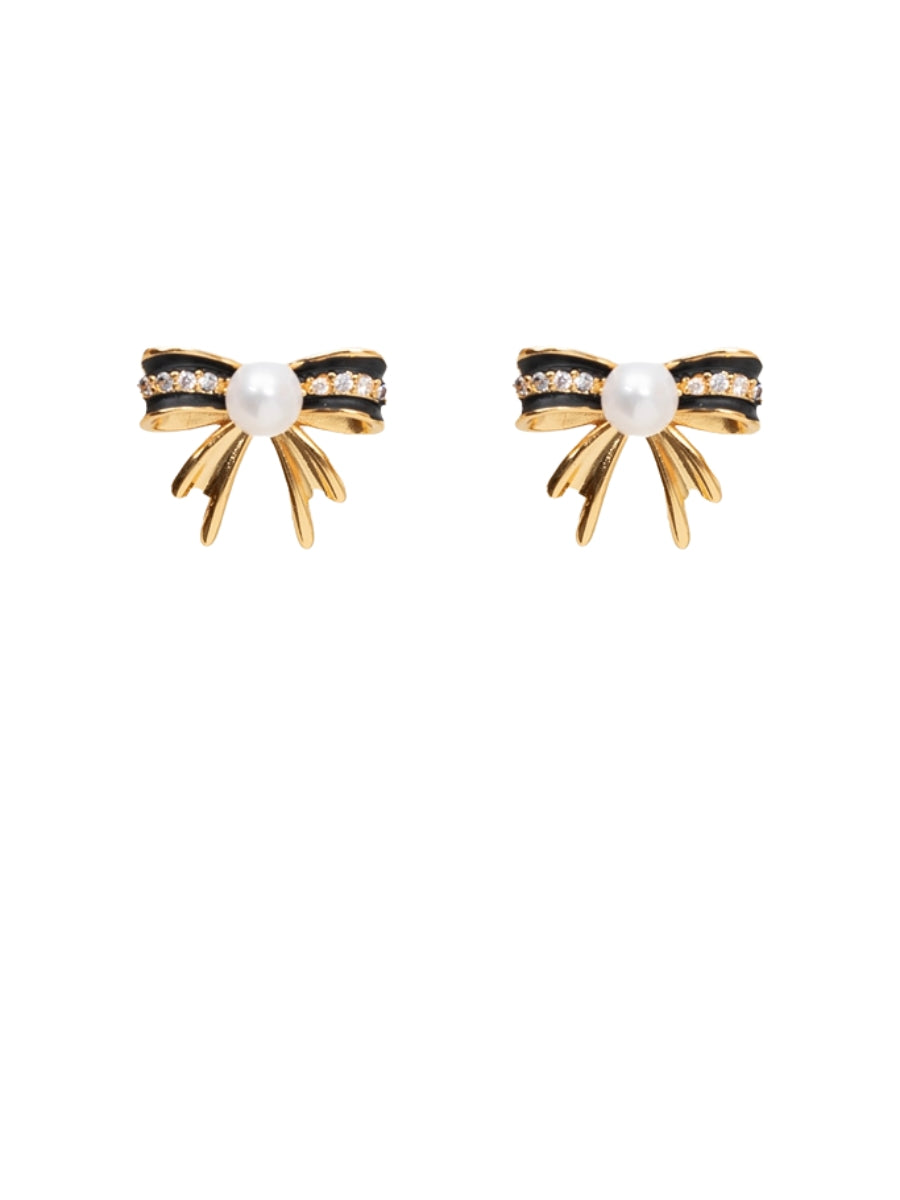 Antler Pearl Bow Earring