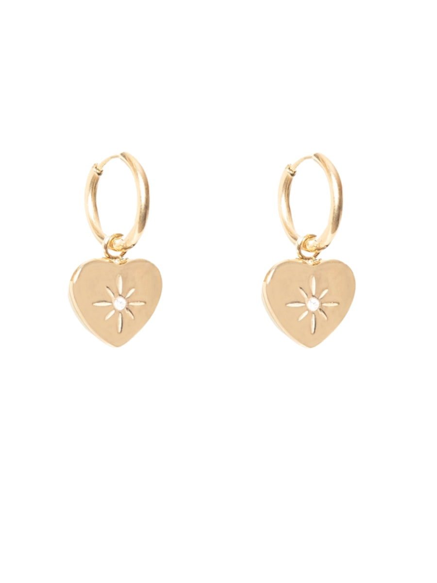 Antler Lustre Heart Huggie earring