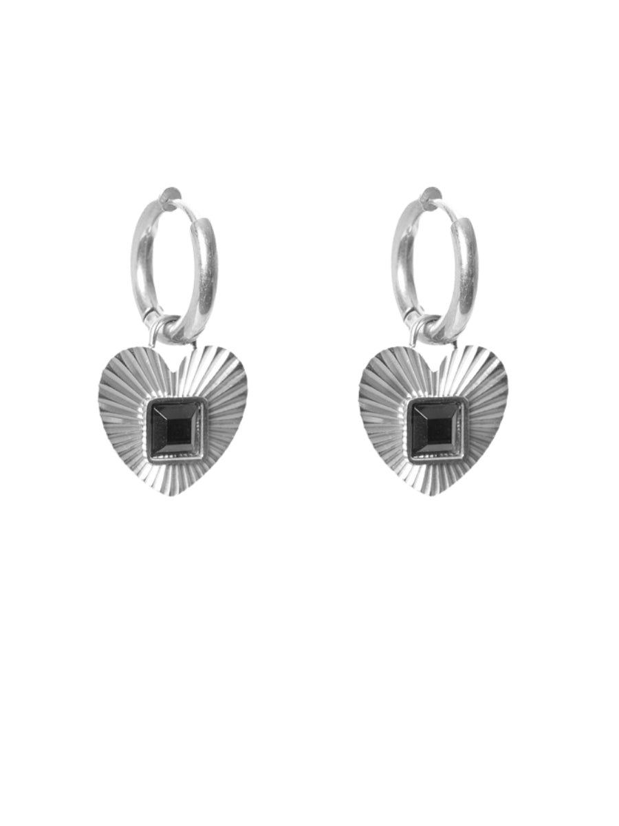 Antler Midnight Embrace - Fluted Heart Earring