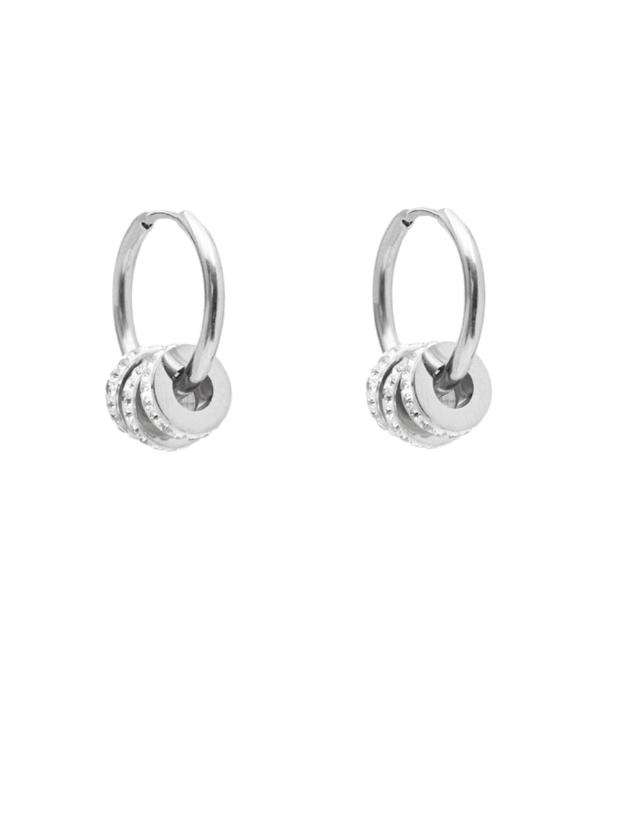 Antler Runaway Hoop Earring - Diamante Rings Silver - Isla-Maree