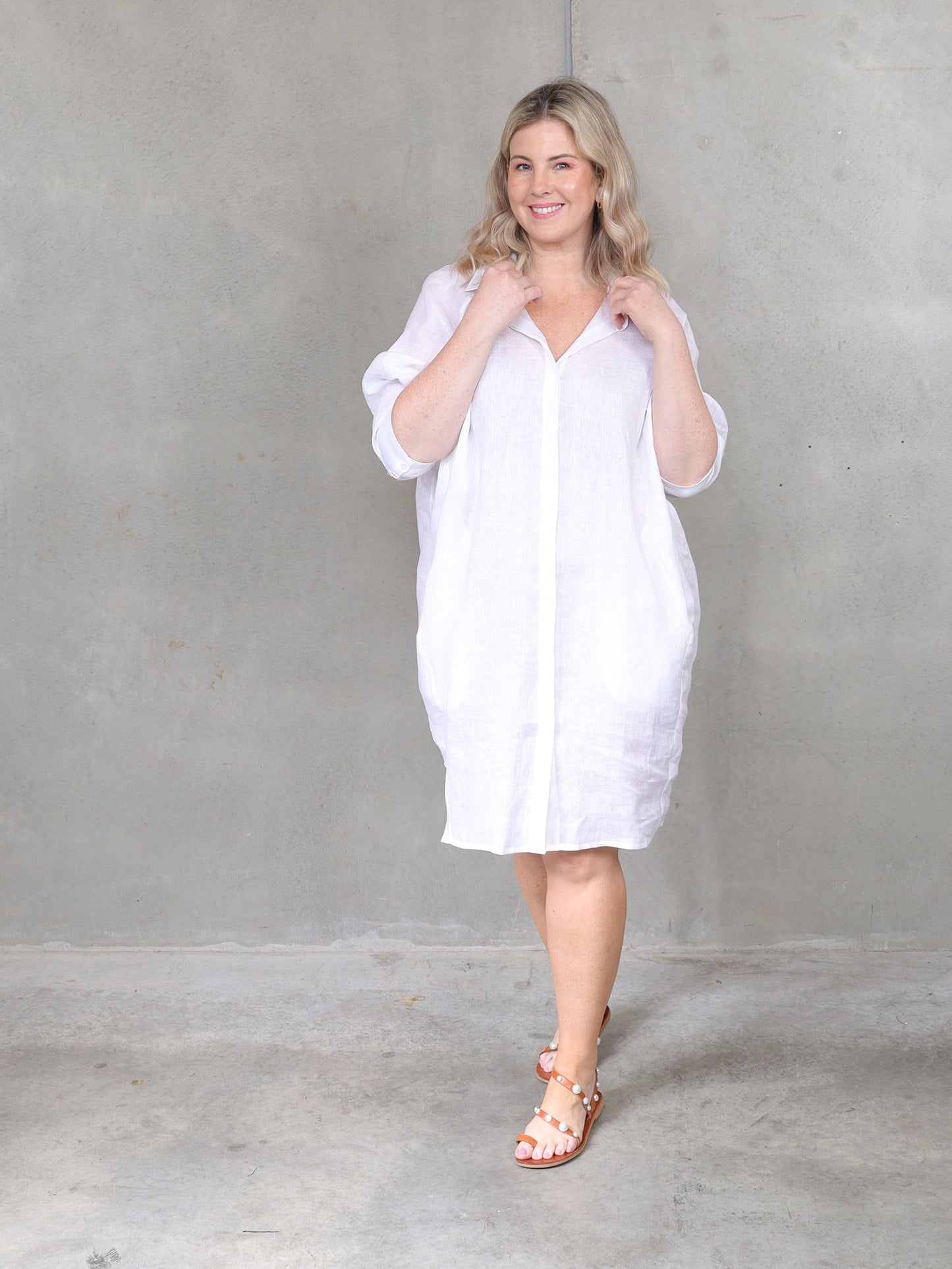 Valencia Linen Shirt Dress - White