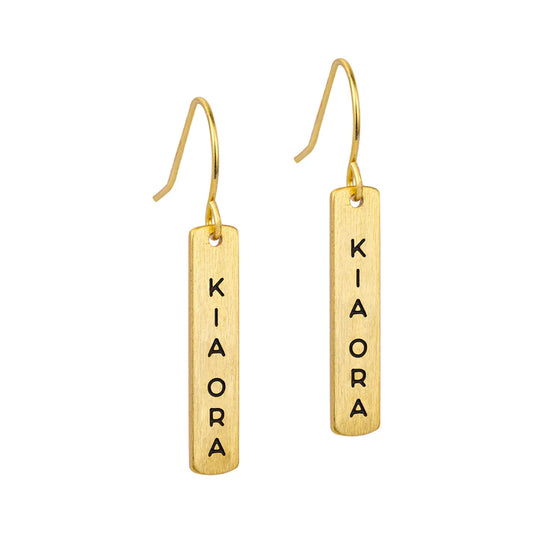 Te Reo Kia Ora Earrings - Gold