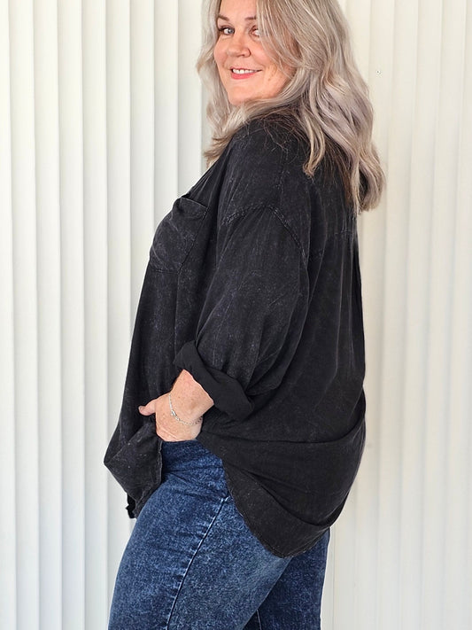 Boyfriend Shirt - Stonewash