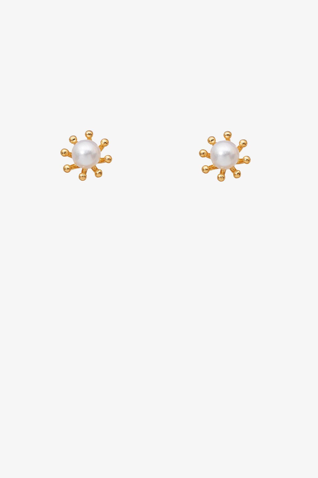 Antler Pearl Daisy Earring - Gold