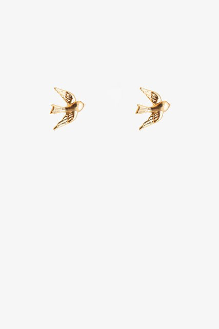 Antler Swallow Earring - Gold