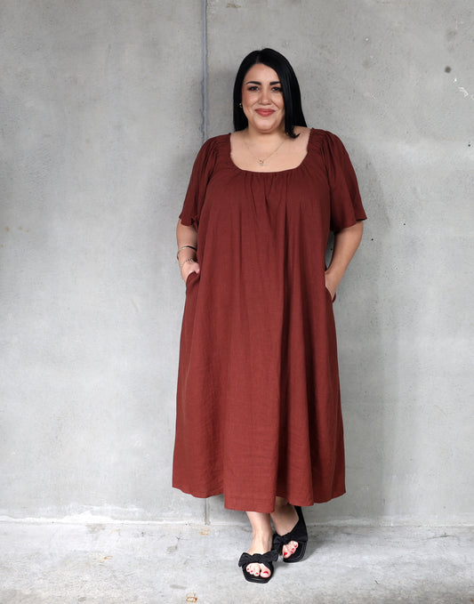 Haven Flora Maxi Dress - Espresso