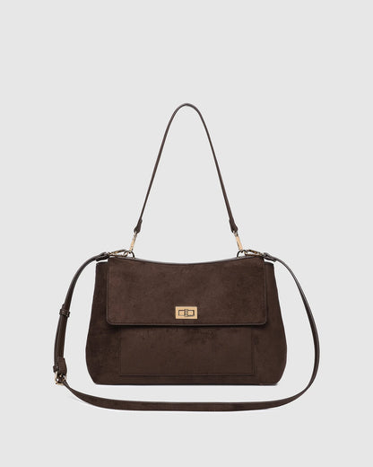 Louenhide Arden Suedette Shoulder Bag - Choc