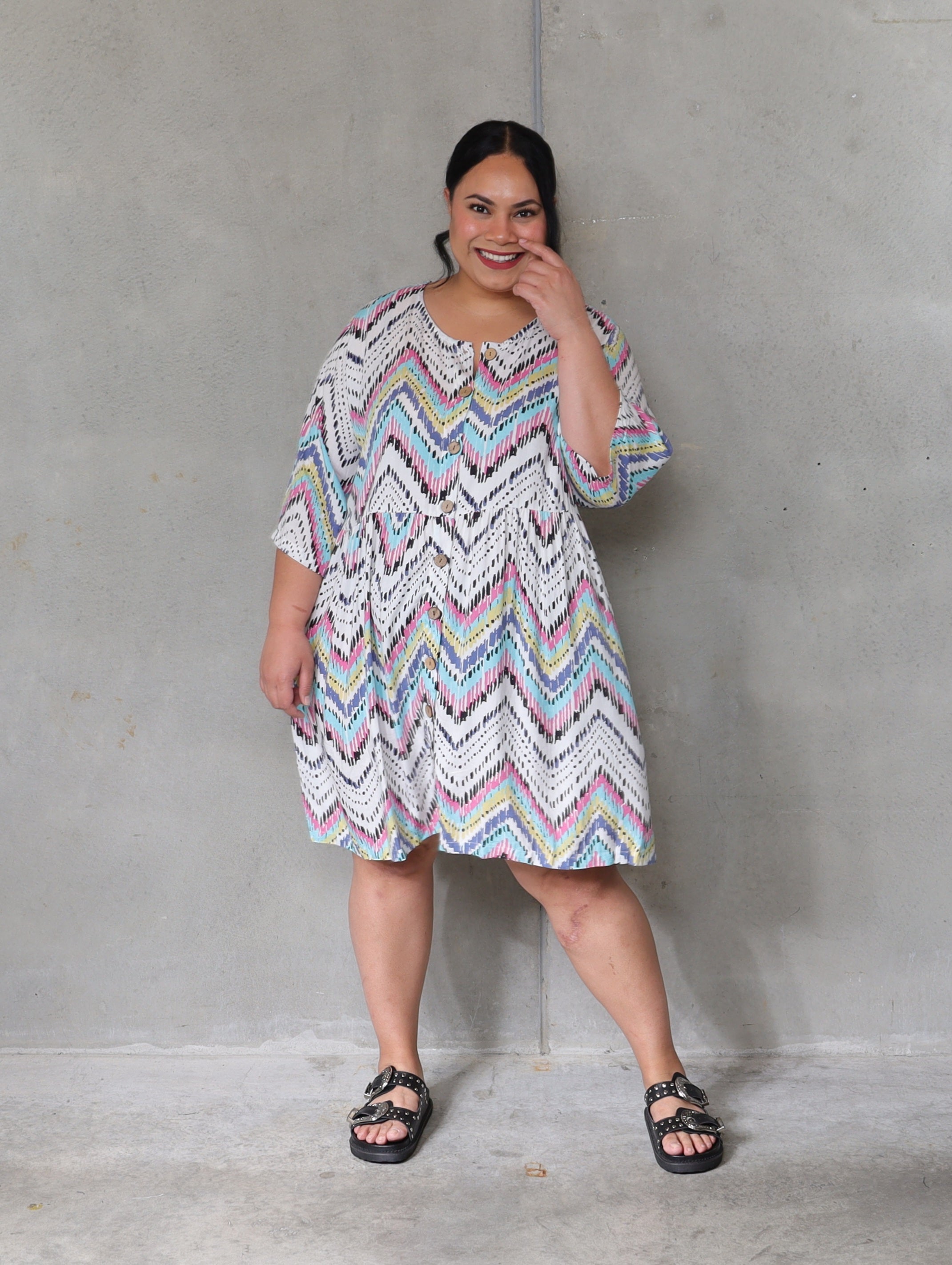Isla Maree Jolene Dress Neon Aztec NZ Womens Plus Size Clothing