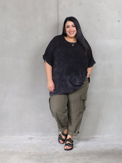 Drape Top - Stonewash Black