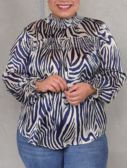 Mandinka Blouse - Navy Zebra