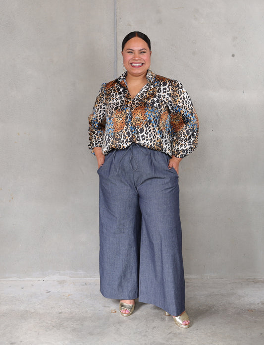 Vogue Palazzo Pant -  Chambray