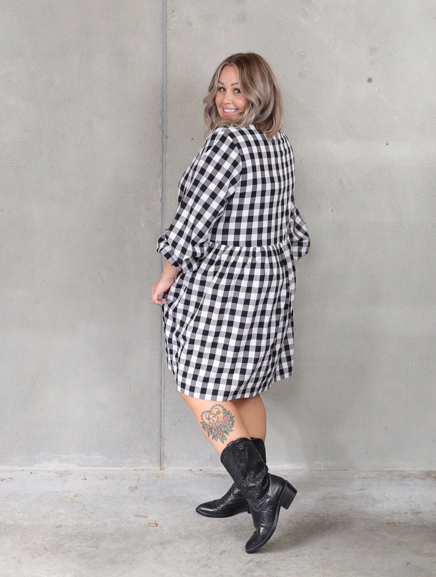 Willow Dress Long Sleeve - Black Check