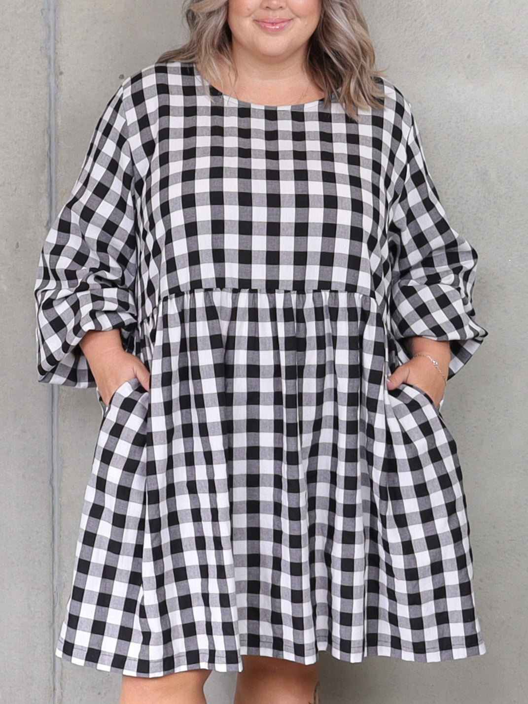 Willow Dress Long Sleeve - Black Check