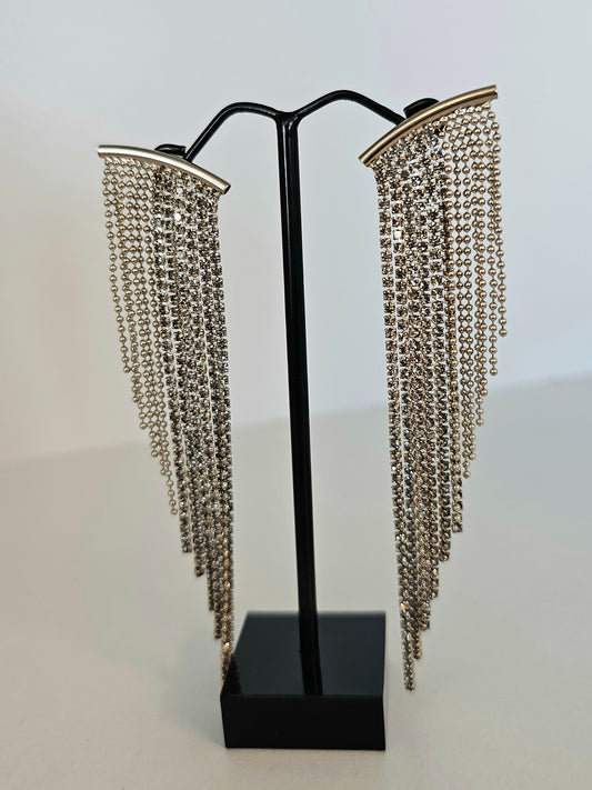 Two Tone Fringe Earring - Silver