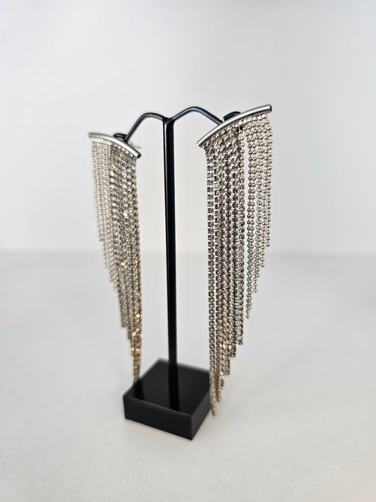 Two Tone Fringe Earring - Silver