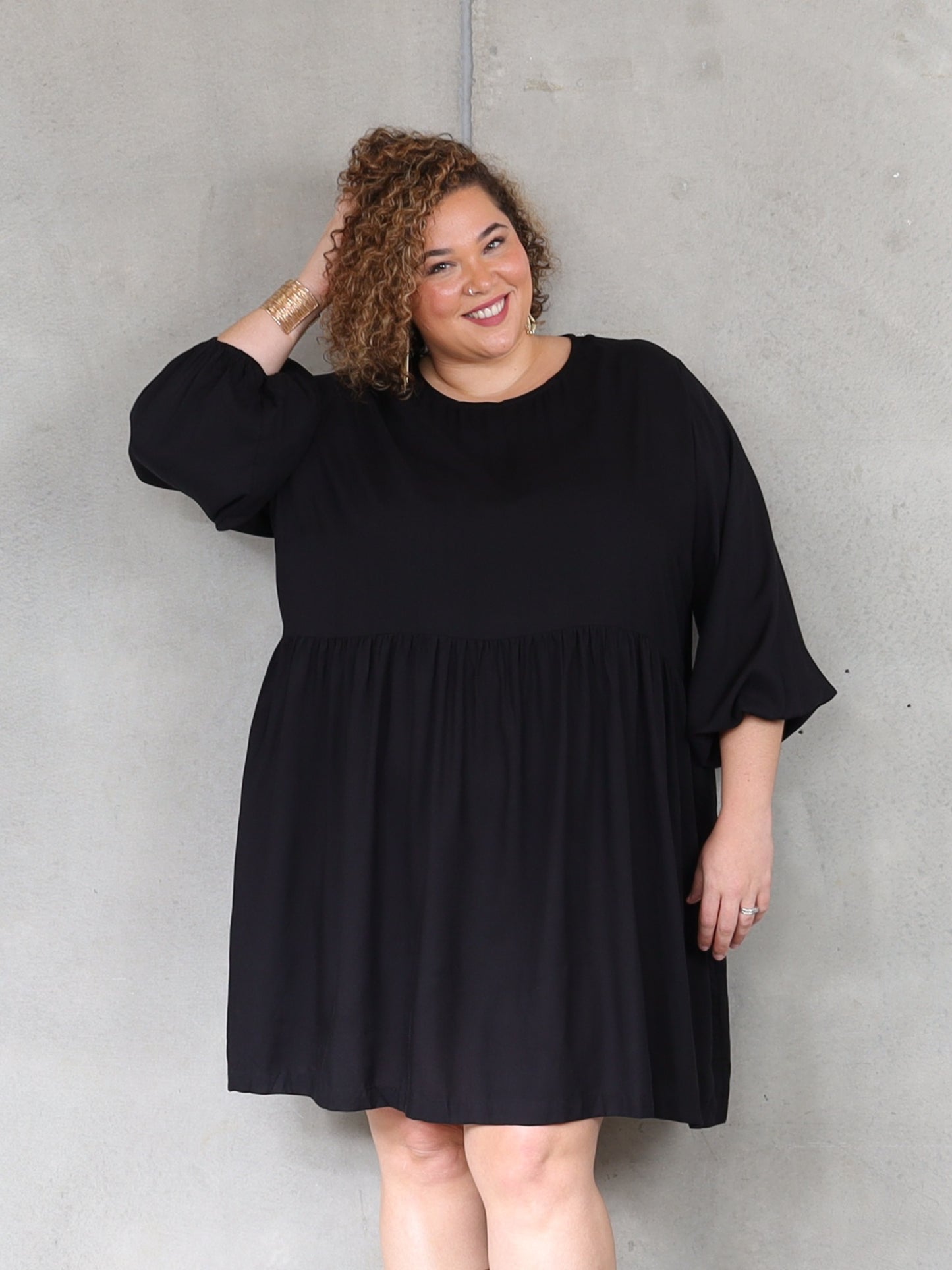Willow Dress Long Sleeve - Black - Isla-Maree