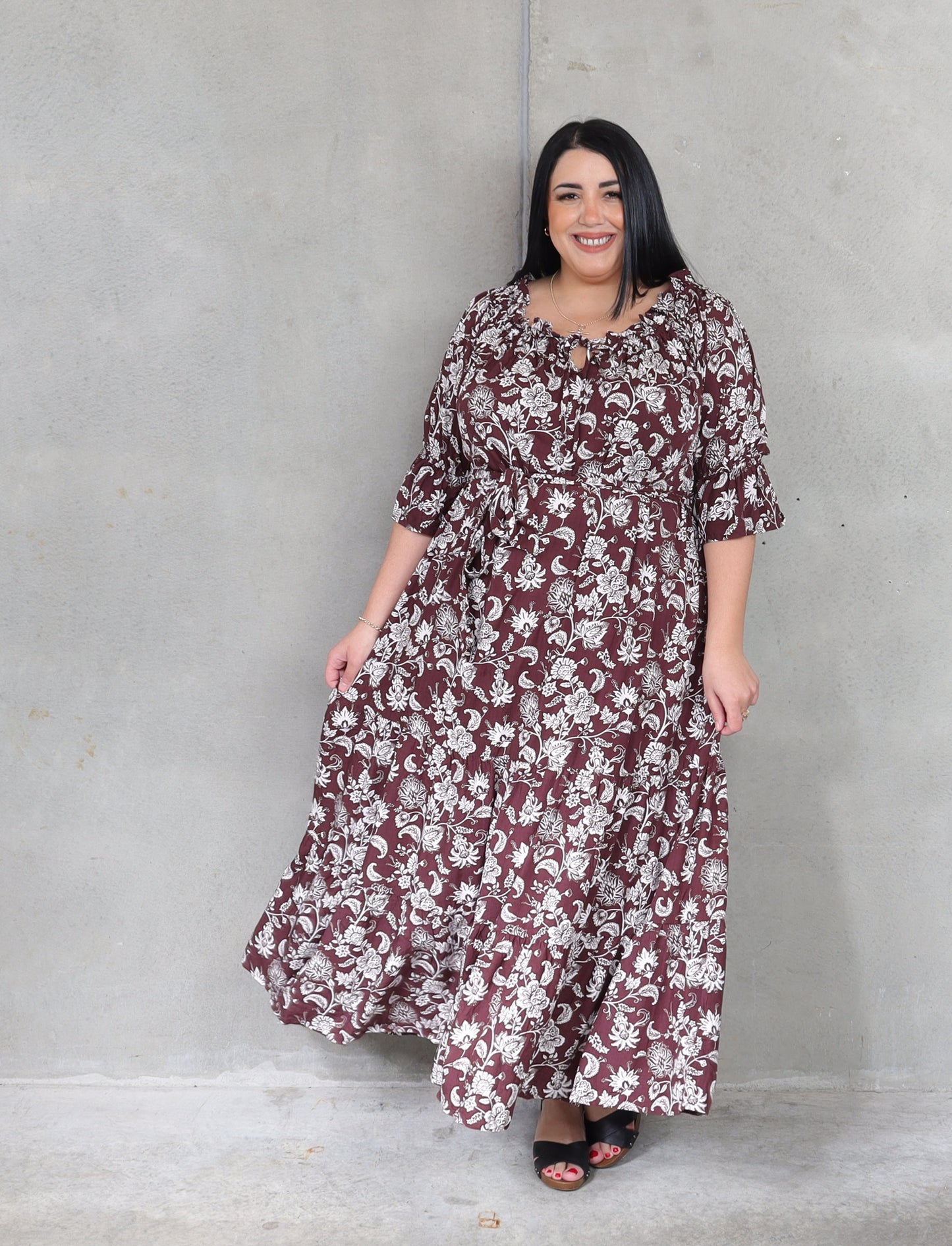 Sophia Dress Short Sleeve - Chocolate Shalimar