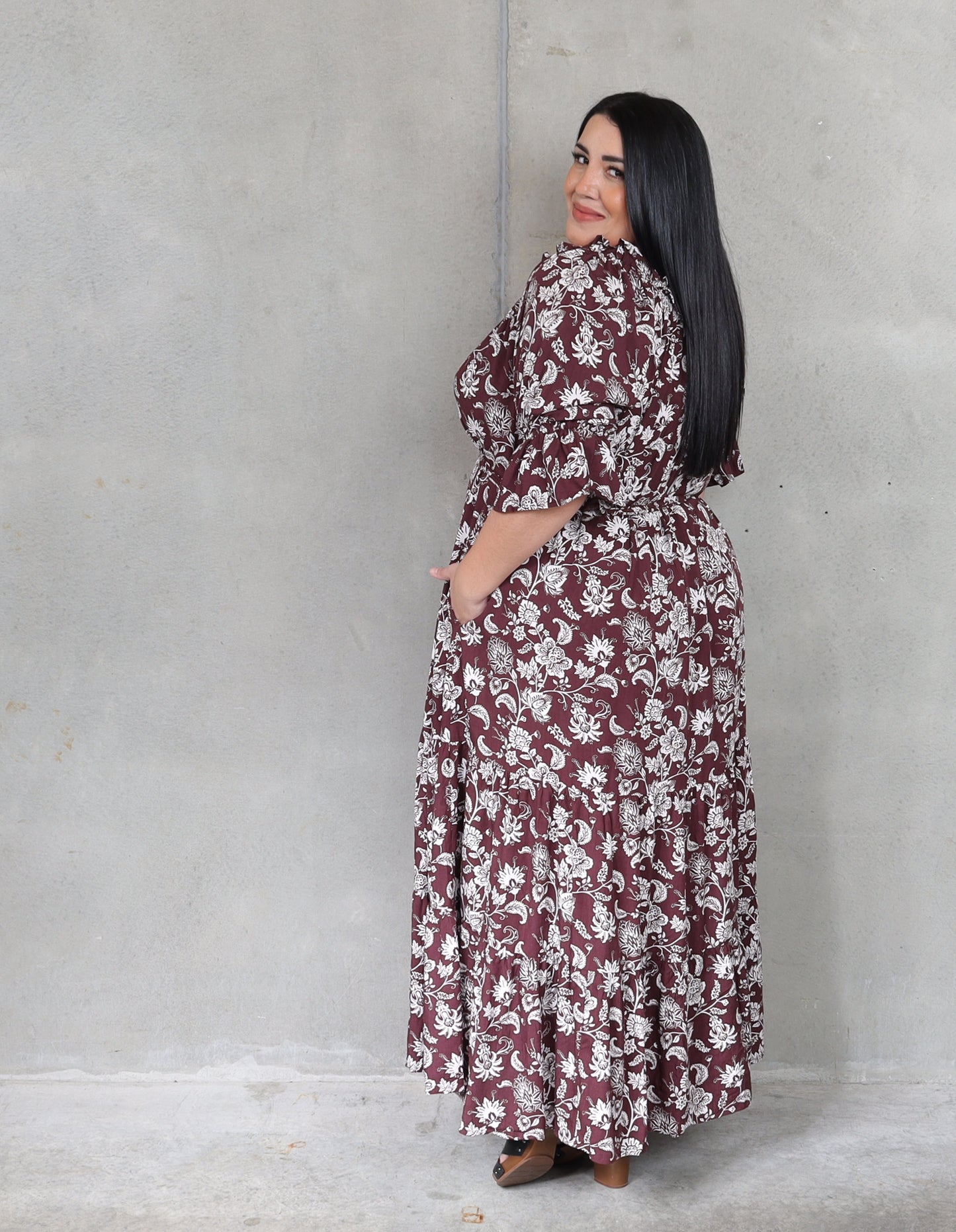 Sophia Dress Short Sleeve - Chocolate Shalimar