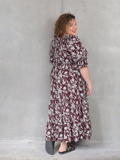 Sophia Dress Short Sleeve - Chocolate Shalimar