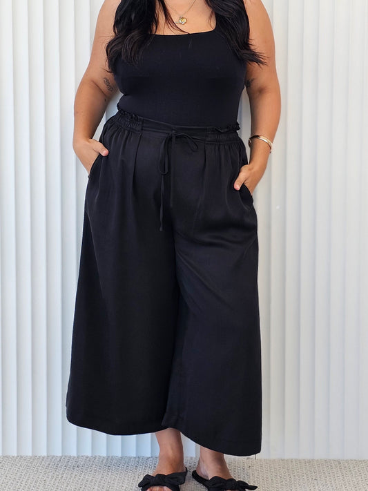 Vogue Palazzo Pant -  Black 7/8