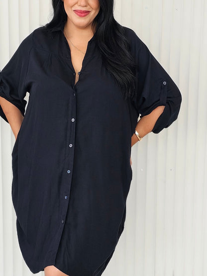Corfu Shirt Dress - Navy