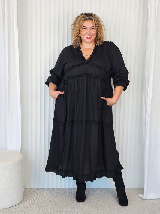 Ruffle Dress - Black