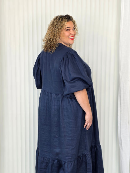 Delilah Dress - Denim Linen