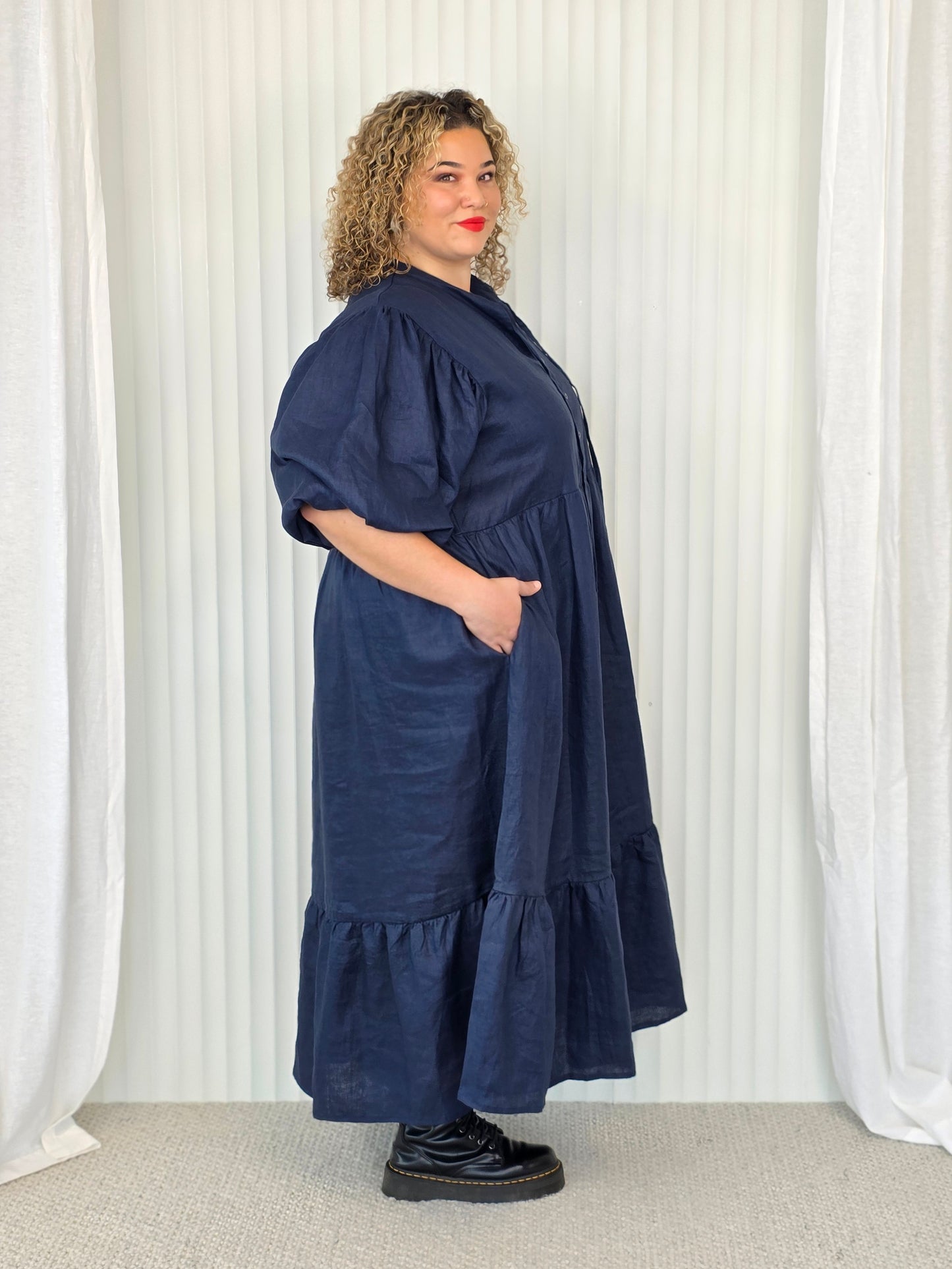 Delilah Dress - Denim Linen
