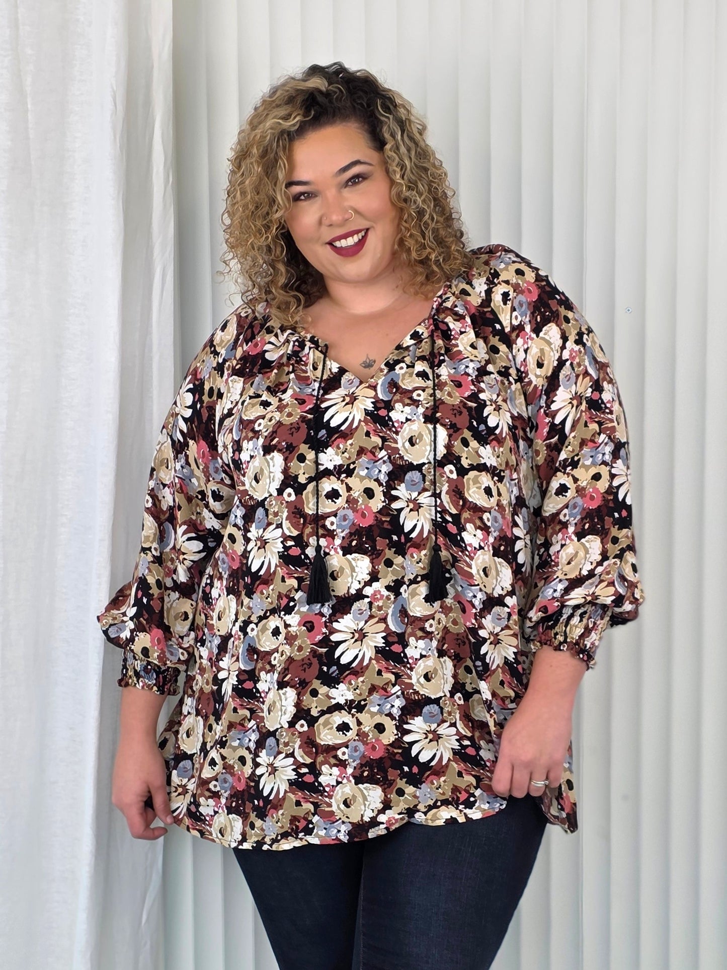Iris Blouse - Floral Latte