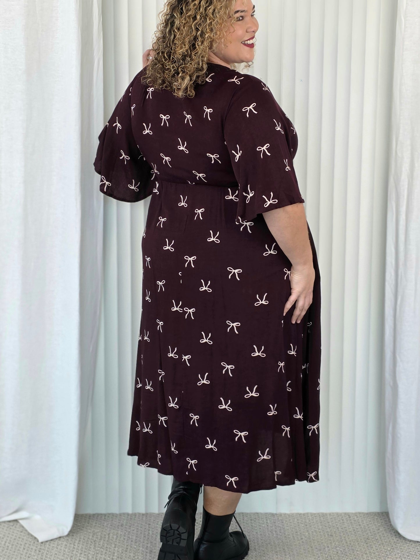 Juney Dress - Merlot Bow