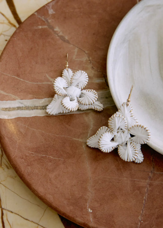 Capri Flora Earring - White