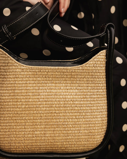 Louenhide Clare Shoulder Bag - Black Raffia