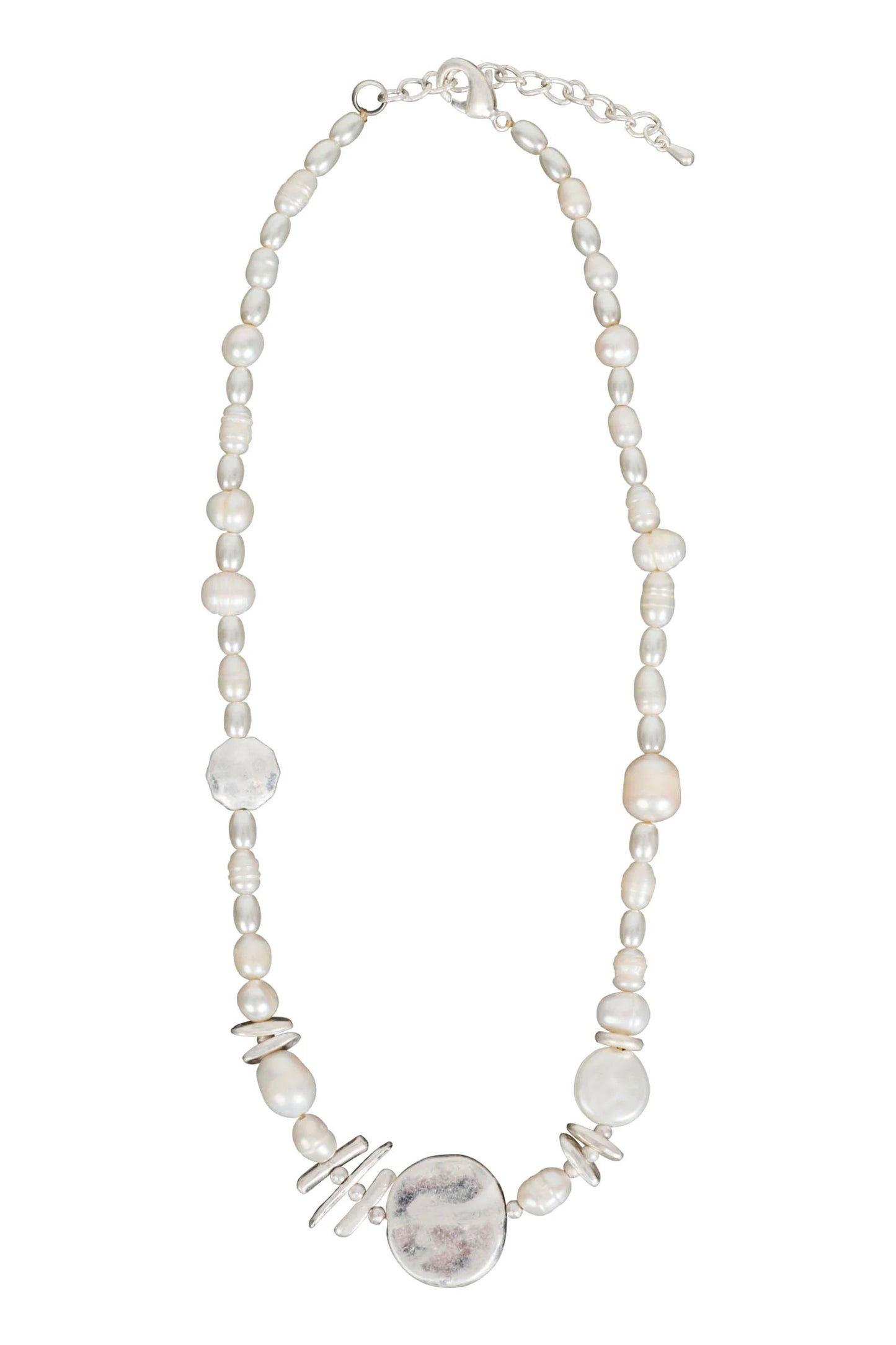 Esther Necklace - Silver Pearl