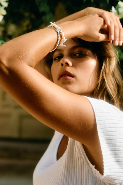 Esther Bracelets Set - Silver Pearl
