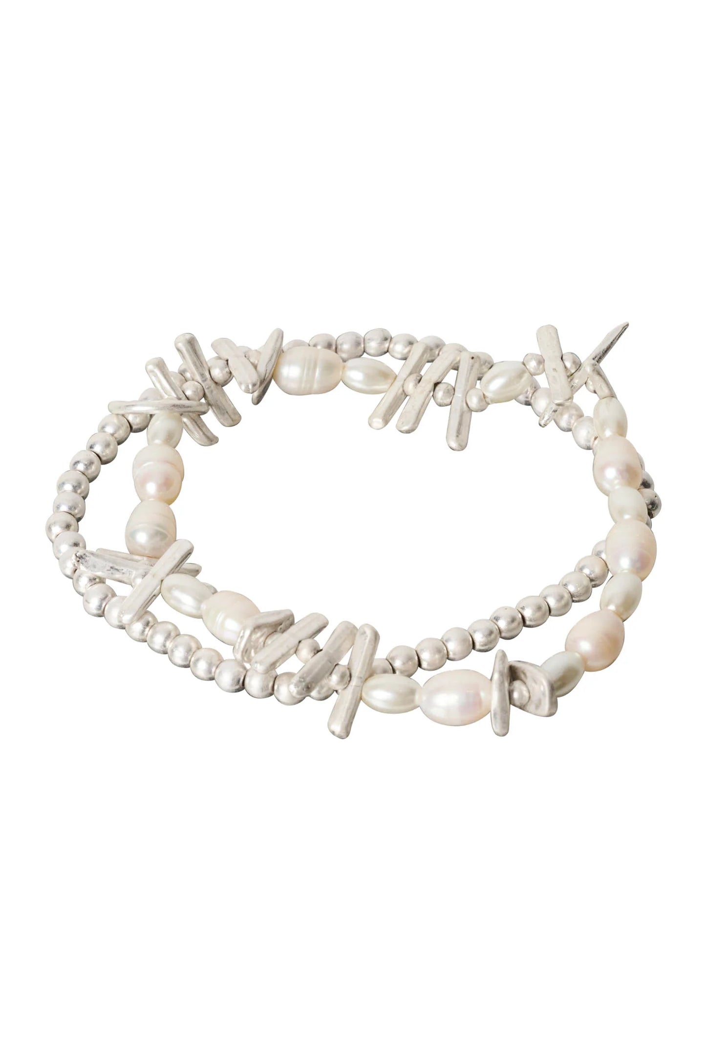 Esther Bracelets Set - Silver Pearl