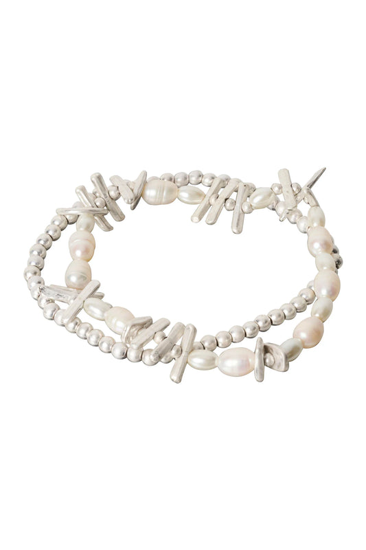 Esther Bracelets Set - Silver Pearl