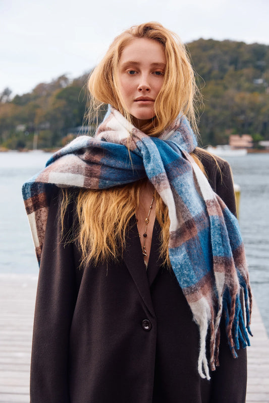 Isle Of Mine - Sloane Navy Check Scarf - Isla-Maree