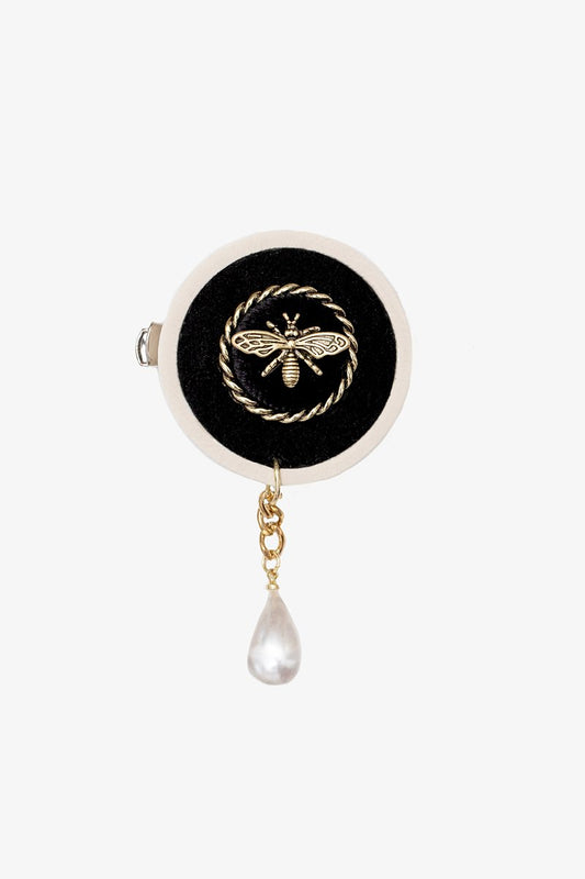 Antler Bee & Pearl Drop Brooch