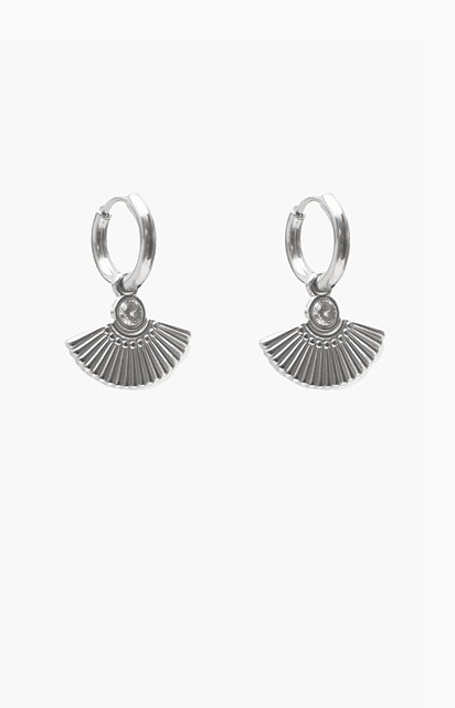 Antler Silver Fan Huggie Earring