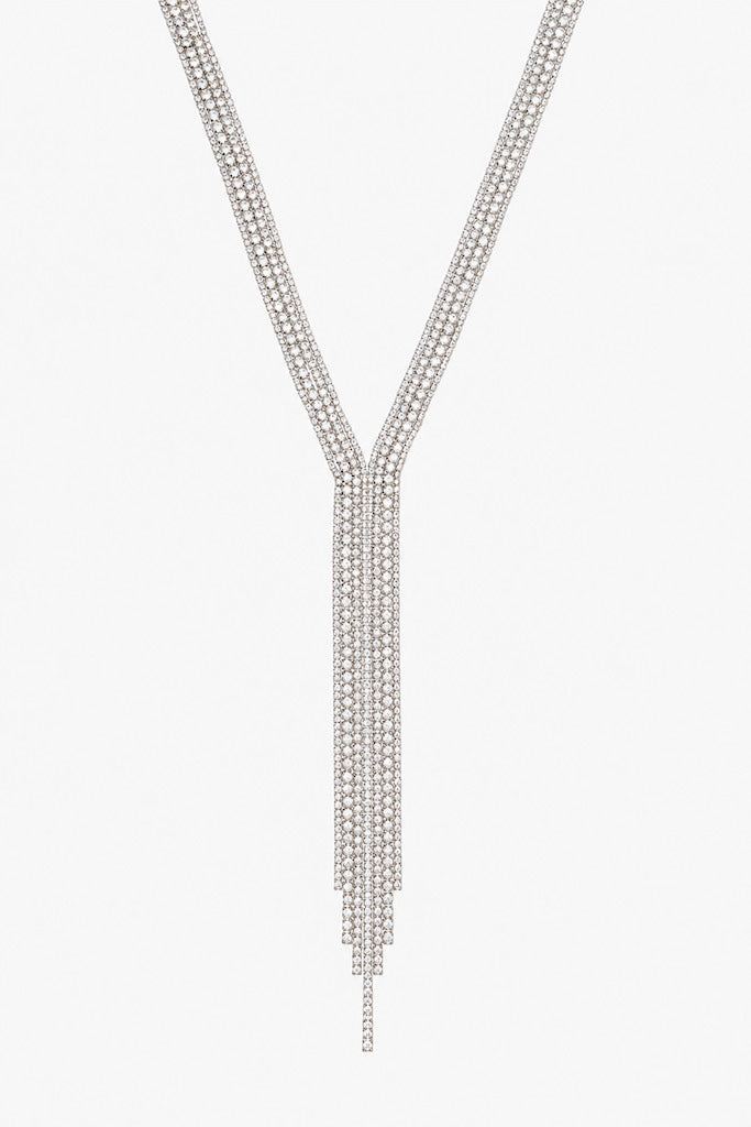 Antler Rhinestone Tie Necklace