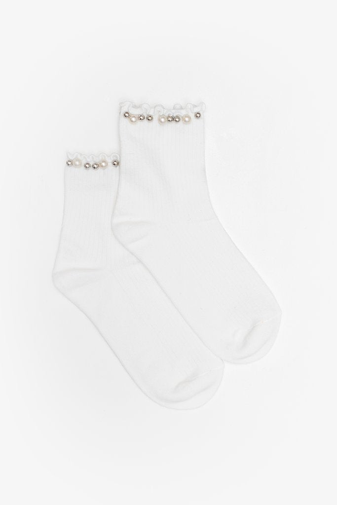 Pearl & Silver Top Sock