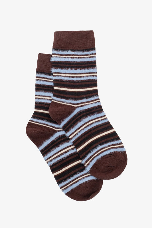 Chocolate & Blue Stripe Sock