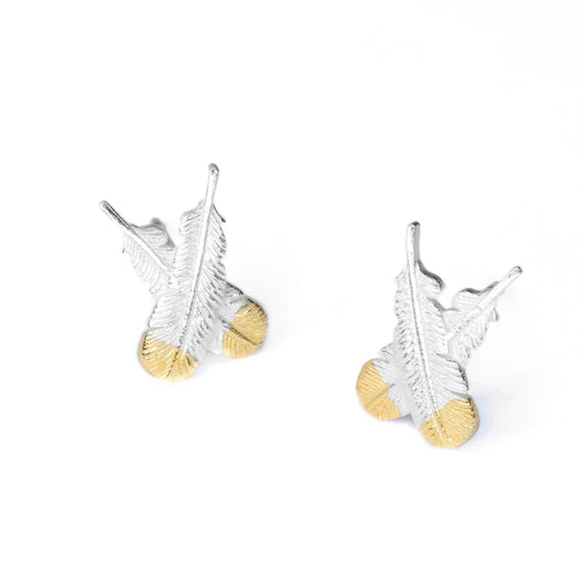 Huia Feather Studs - Silver