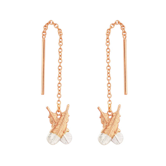 Huia Feather Thread Earring - Rose Gold