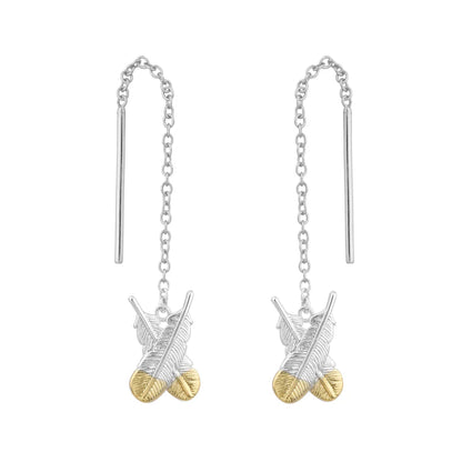 Huia Feather Thread Earring - Silver