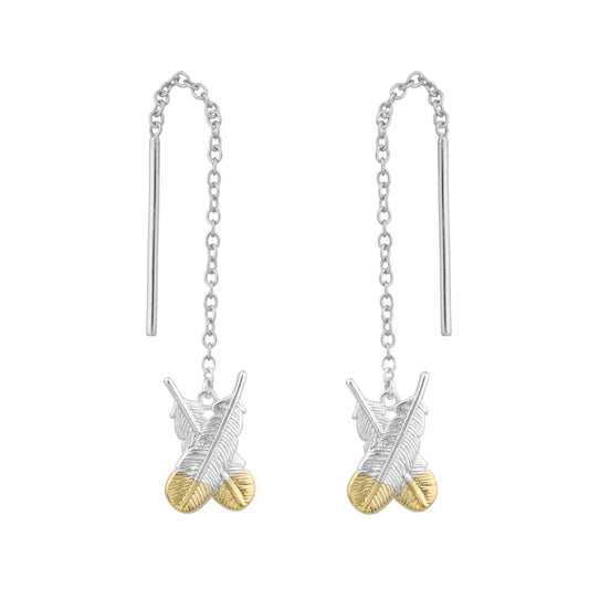 Huia Feather Thread Earring - Silver