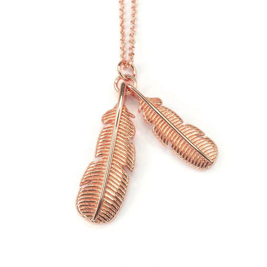 Huia Feather Necklace - Rose Gold
