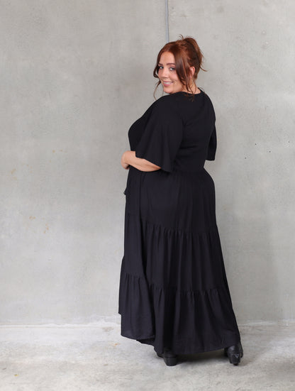 Florence Dress Short Sleeve - Black - Isla-Maree